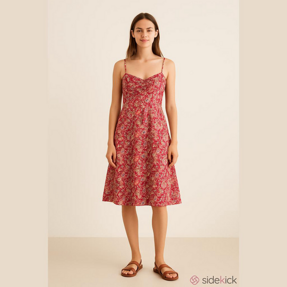 Express World Brand Red Blue Floral Y2K Dress - Picture 1 of 11